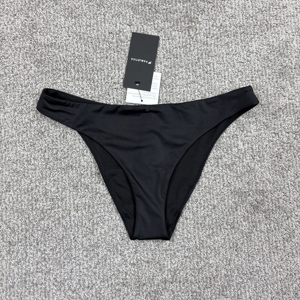 Fabletics Bikini Bottom Womens Medium Black High Leg Swimwear Beach New Cheeky